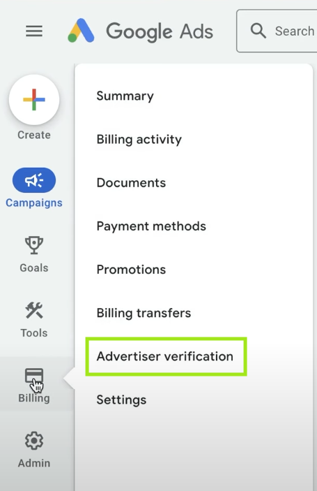 Completing Google Ad's Advertiser Verification