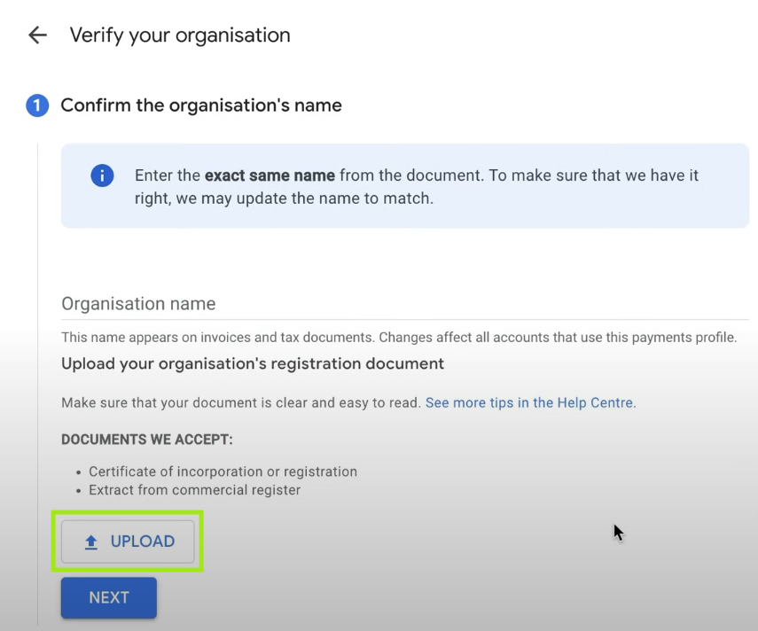 Completing Google Ad's Advertiser Verification